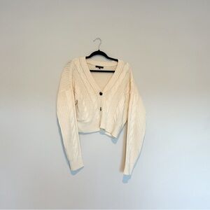 Cream Cable Knit Cardigan Sweater